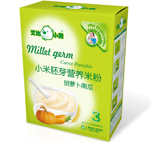 艾比小熊胡蘿卜南瓜小米胚芽米粉3段盒裝