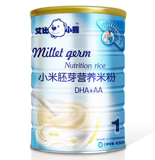 艾比小熊DHA+AA小米胚芽米粉1段聽(tīng)裝