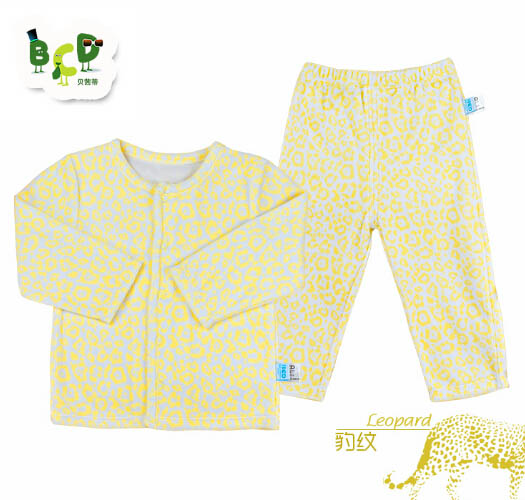 貝茜蒂黃色時尚豹紋純棉套裝