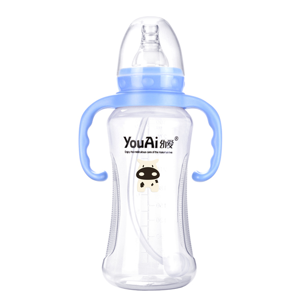 幼愛EQ標(biāo)口帶柄自動(dòng)吸PP奶瓶300ml