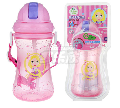 迪士尼寶寶術滑蓋學飲吸管水壺粉色長發(fā)公主