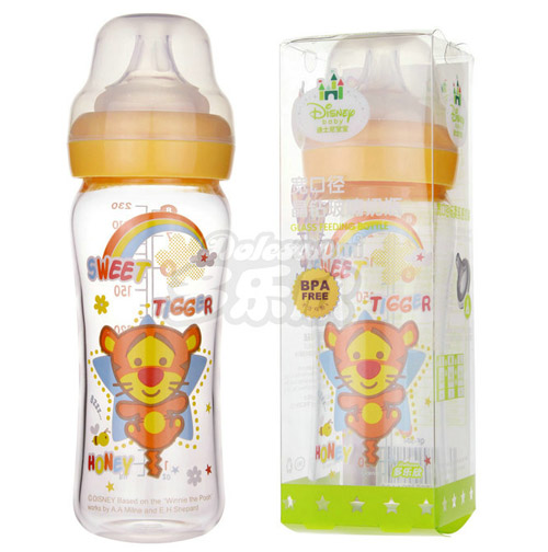 迪士尼寶寶寬口徑晶鉆玻璃奶瓶(大號(hào))230ml