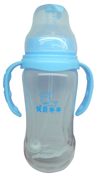 優(yōu)貝牛牛藍(lán)色寬口雙柄全自動PP奶瓶280ml
