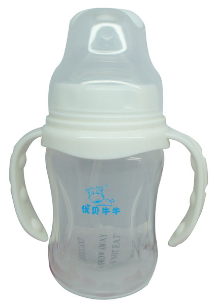 優(yōu)貝牛牛白色寬口雙柄全自動(dòng)PP奶瓶180ml