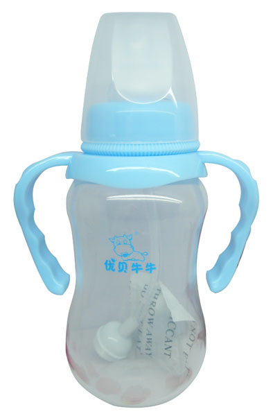 優(yōu)貝牛牛藍(lán)色標(biāo)口雙柄全自動(dòng)PP奶瓶180ml
