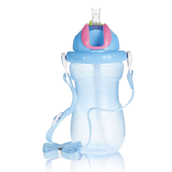 貝樂嘉藍(lán)色嬰兒帶背帶寶寶水壺