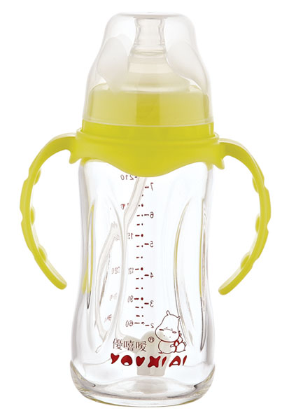優(yōu)嘻噯全抗體玻璃自動奶瓶黃色240ml