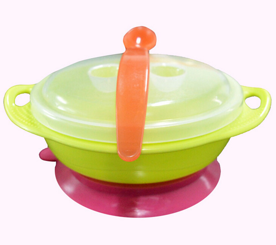 晶瑩塑膠PP吸盤碗雙耳碗