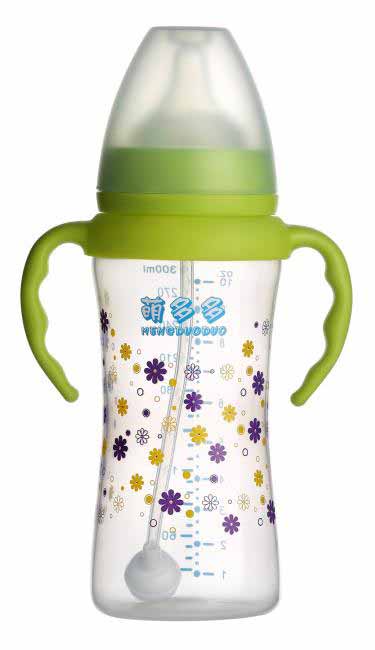 萌多多PP寬口300ml單色自動(dòng)奶瓶綠色