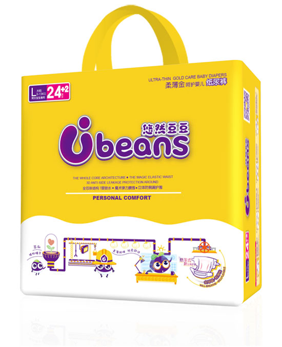 悠然豆豆全芯體柔薄金呵護嬰兒紙尿褲L26片