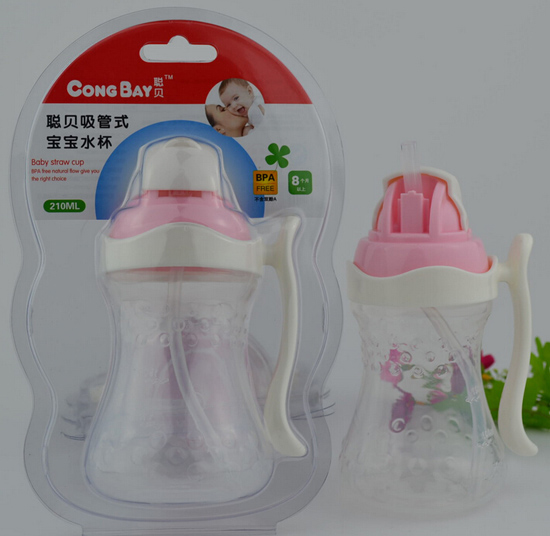 聰貝PP單手柄嬰兒學(xué)飲杯
