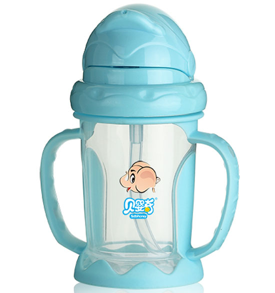 貝嬰奇兒童雙耳吸管水杯藍色
