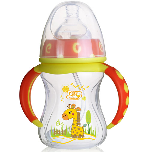 貝嬰奇180ml寬口蓮花雙色奶瓶橙色