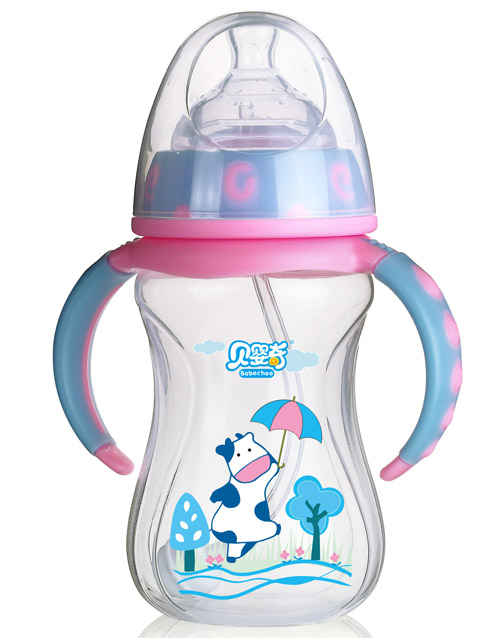 貝嬰奇240ml寬口蓮花雙色奶瓶藍(lán)色