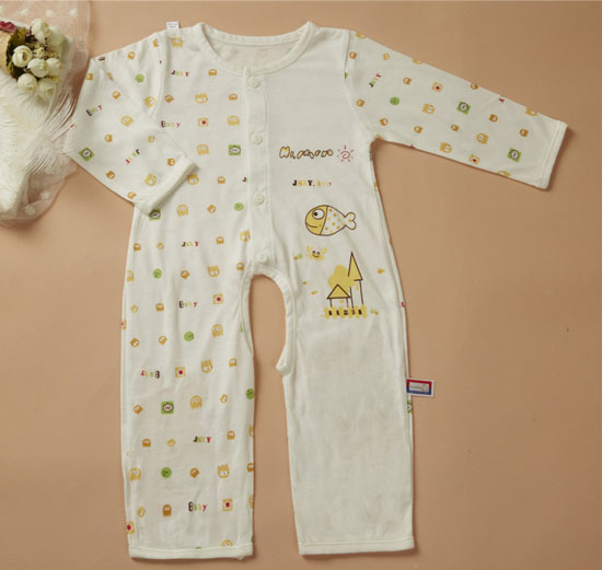 金色小魚麻塞爾纖維單面小魚開檔哈衣