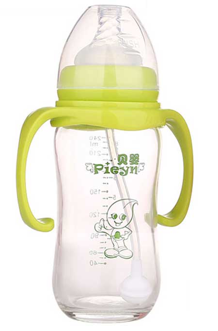 貝嬰玻璃奶瓶綠色