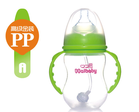 Q0愛寬口徑雙柄自動(dòng)PP奶瓶210ML