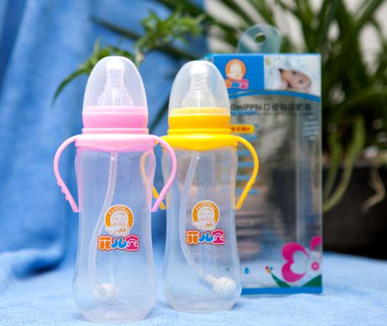 菲兒寶280ML標(biāo)口PP全自動(dòng)奶瓶(粉黃色)