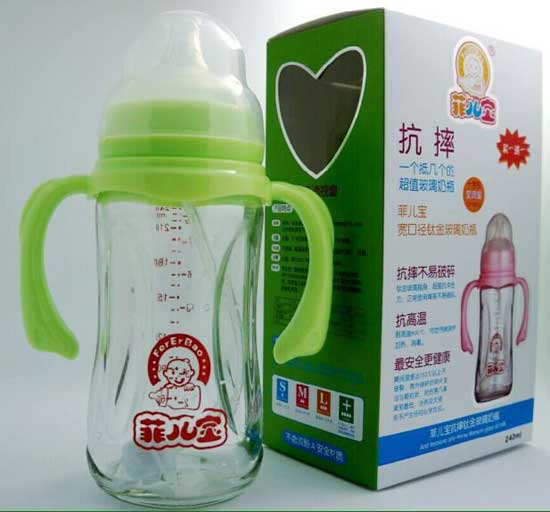 菲兒寶240毫升鈦金抗摔玻璃瓶(藍(lán)色)