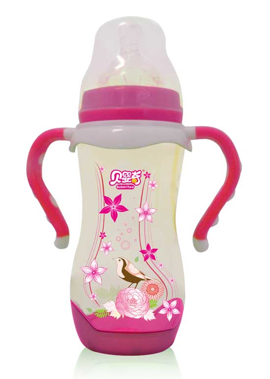 貝嬰奇PPSU雙柄自動奶瓶蘭花