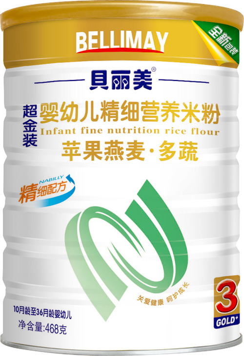 貝麗美蘋果燕麥多蔬精細(xì)營(yíng)養(yǎng)米粉408克聽(tīng)裝裝