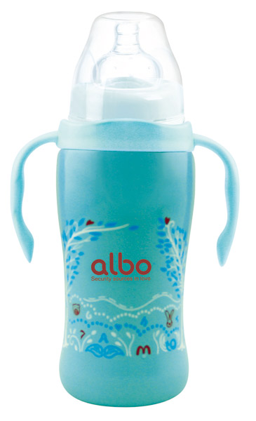 愛樂寶260ml不銹鋼真空保溫奶瓶藍(lán)色