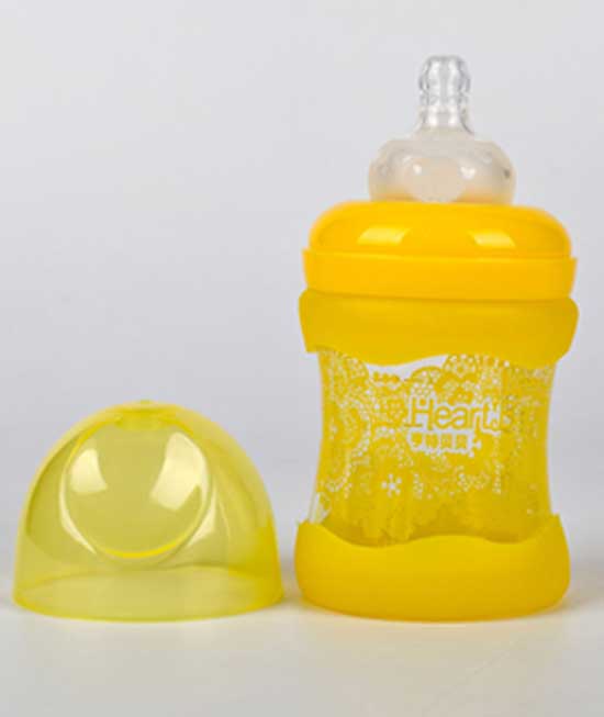 亨特貝貝寬口玻璃防摔初生瓶150ml黃色