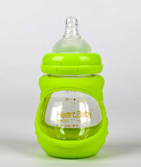 亨特貝貝寬口玻璃防摔初生瓶150ml熒光綠