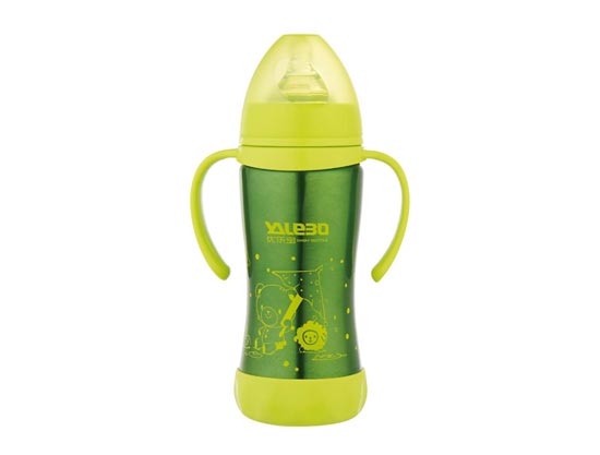 優(yōu)樂寶寬口徑不銹鋼保溫有柄自動奶瓶180ML