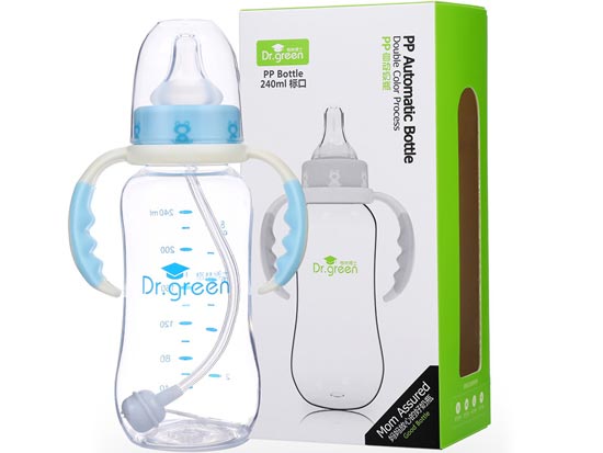 格林博士標(biāo)口PP自動(dòng)奶瓶240ML藍(lán)色