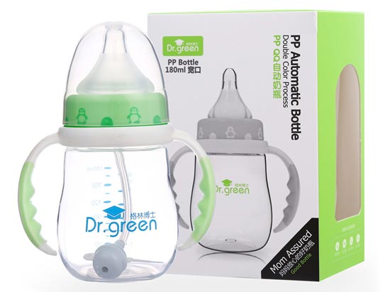 格林博士寬口PPQQ自動(dòng)奶瓶180ML綠色