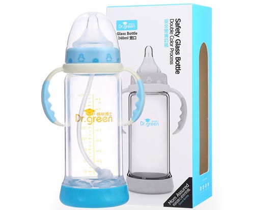 格林博士寬口安全玻璃奶瓶240ML藍色