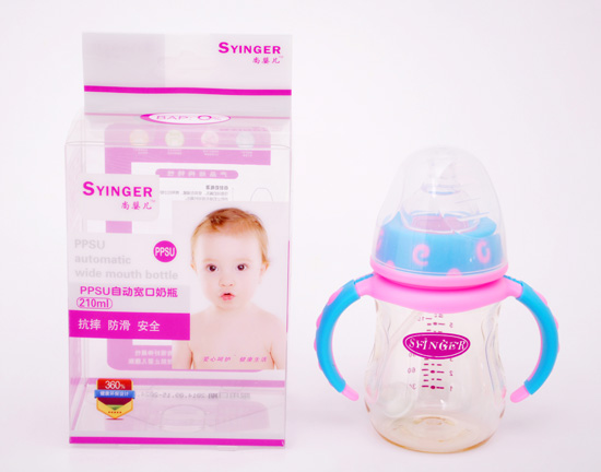 尚嬰兒PPSU自動寬口奶瓶210ML粉底藍蓋