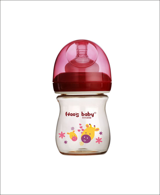 好氏嬰童長頸鹿印花紅色奶瓶