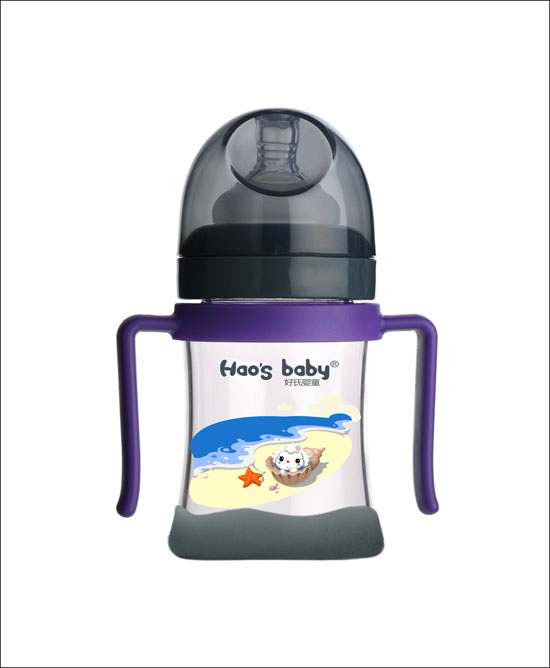 好氏嬰童海螺印花紫色雙柄奶瓶(小)
