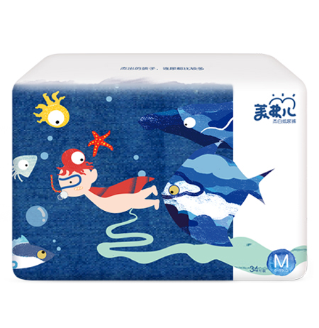 美弗兒杰白紙尿褲M(mǎn)碼34片-全芯體-棉柔干爽