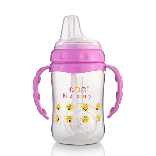 小孩國貼心兩用學飲奶瓶240ML紫色