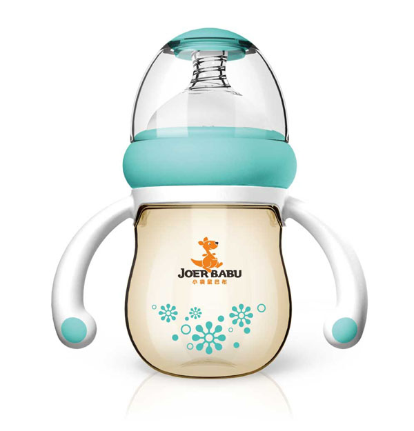 小袋鼠巴布梨形PPSU自動(dòng)寬口奶瓶160ml綠色
