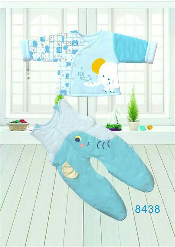 快樂小天天保暖棉衣套裝 藍色 大象圖案