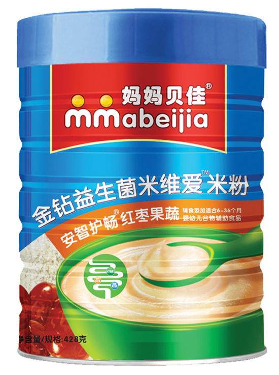 媽媽貝佳紅棗果蔬428克益生菌米粉聽(tīng)裝