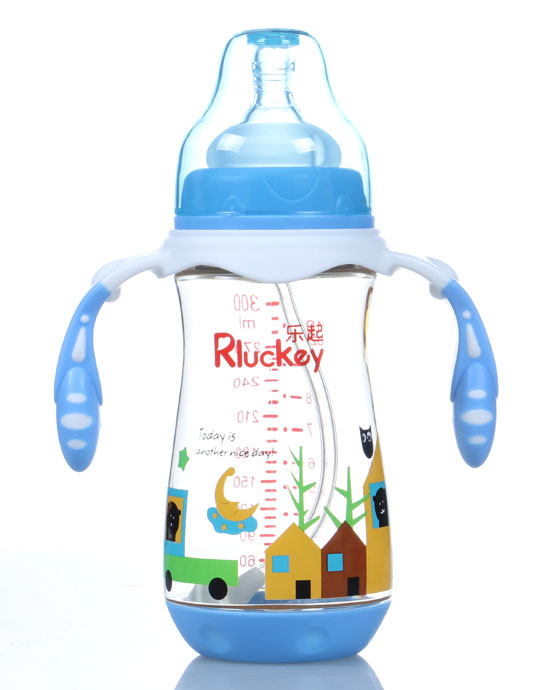 樂起弧形有耳PPSU奶瓶藍色300ml