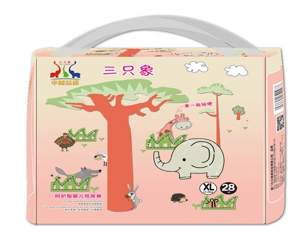 三只象呵護(hù)型嬰兒紙尿褲XL28片