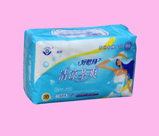 好舒月清涼茶爽干爽網(wǎng)面絲薄270MM護翼衛(wèi)生巾