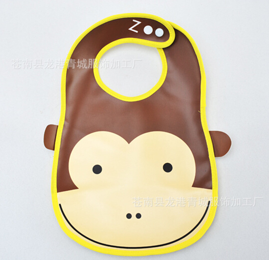 嬰兒童防水PVC軟塑料立體圍嘴猴子