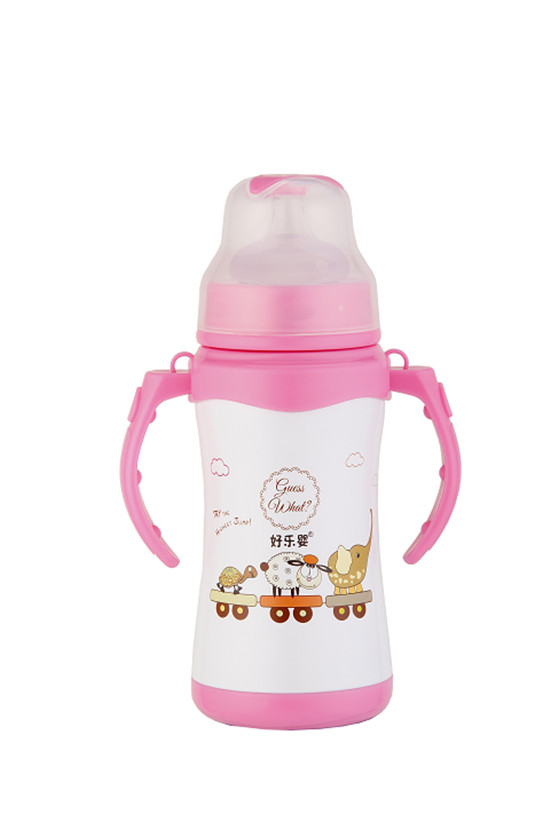 好樂嬰奶瓶雙柄粉紅色