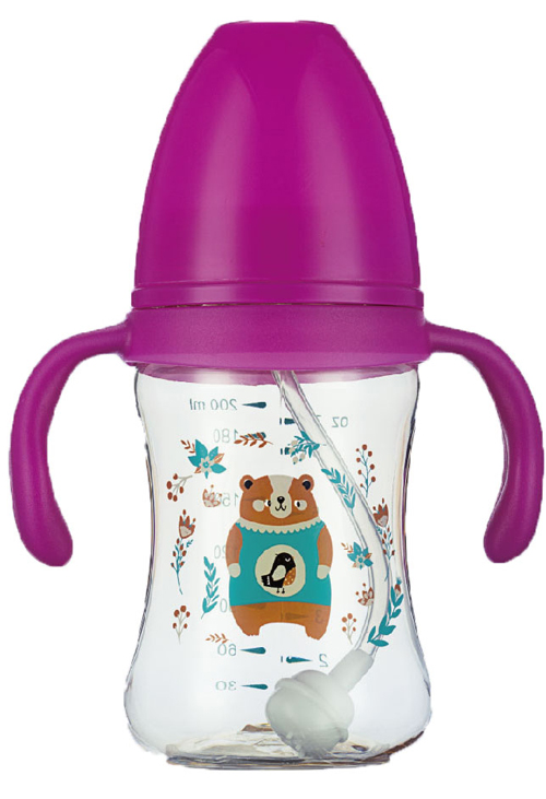 紐優(yōu)PA寬口黃金奶瓶210ml枚紅色