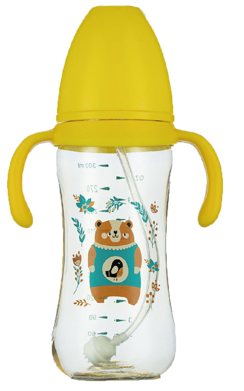 紐優(yōu)PA寬口黃金奶瓶300ml黃色