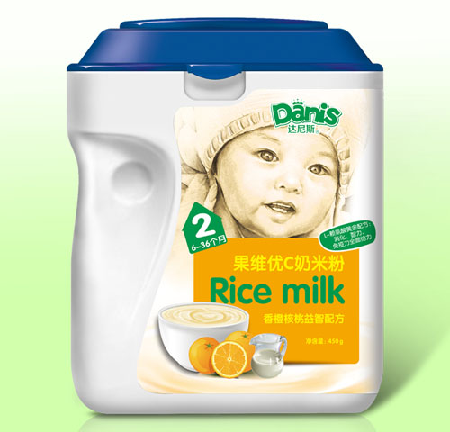 達(dá)尼斯香橙核桃果維優(yōu)C奶米粉2段