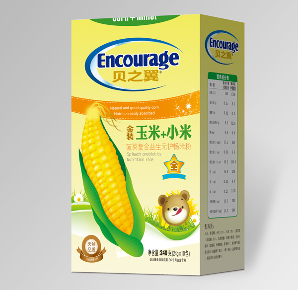 貝之翼玉米+小米菠菜復合益生元護暢米粉