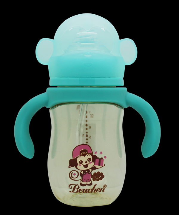 貝臣220ml 寬口企鵝PPSU帶手柄自動吸奶瓶